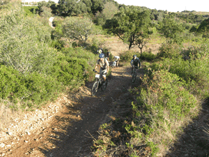 ciclistas num trilho entre o Telhar e Mira Sintra