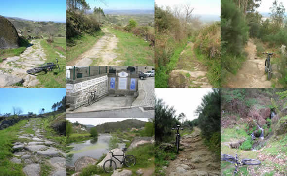 Conjunto de fotos dos trilhos na Serra da Estrela